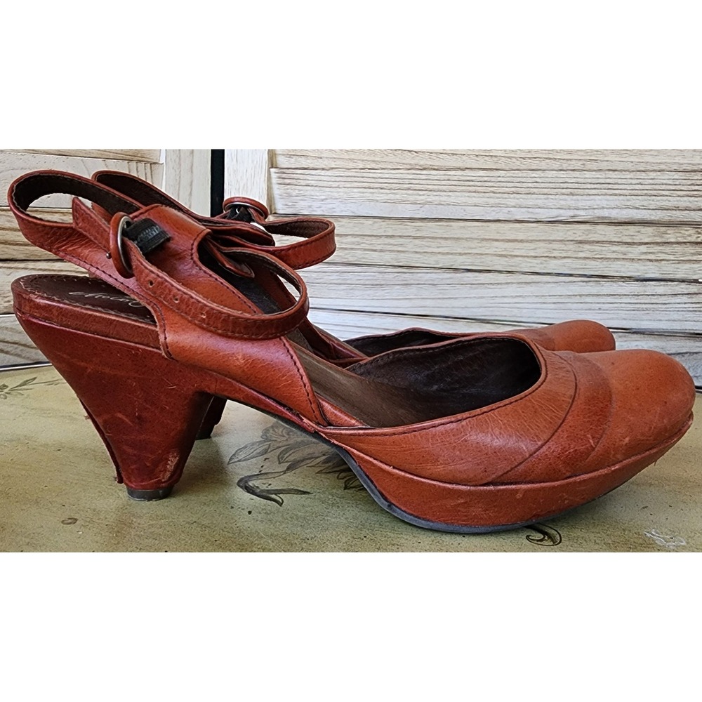 Choclate EU 40 US 9 Brown Leather Platform Mary Jane Heels Retro Boho Fall